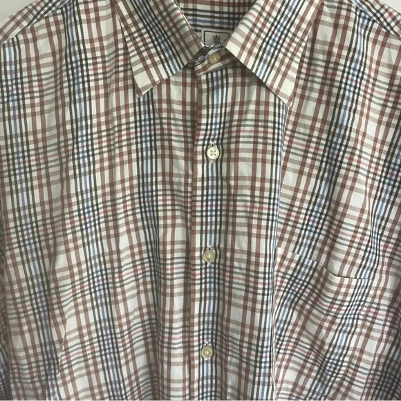 Peter Millar 100% Cotton Button Up Long Sleeve Shirt Brown Stripes Size Large - Picture 7 of 7